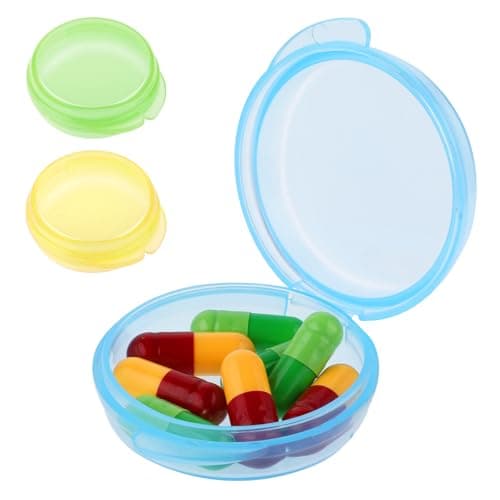 ElevateTech Small Pill Box, 3 Pack Daily Pill Case Mini Pill Organizer Travel Pill Container Medicines Storage Box(Blue, Green, Orange)