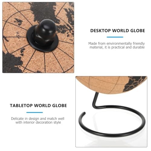 TOYANDONA Nordic Cork Globe for Office & Home Decor, Modern Black Soft Cork Material, Perfect for Travel Planning, Business Desk Accessory, Stylish & Functional Geography Art — view 4