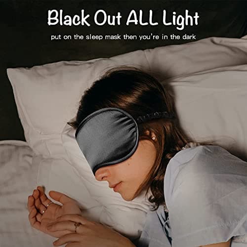 Sleep Mask Satin Eye Mask, Blackout, Black — view 6