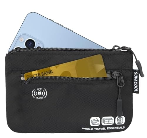 SUPACOOL RFID Passport Holder Wallet Bag for Men Women Family, Passport Pouch for Travel,Card Holder Organizer, RFID Blocking, Travel Wallet, 2pcs Set (Black) — view 4