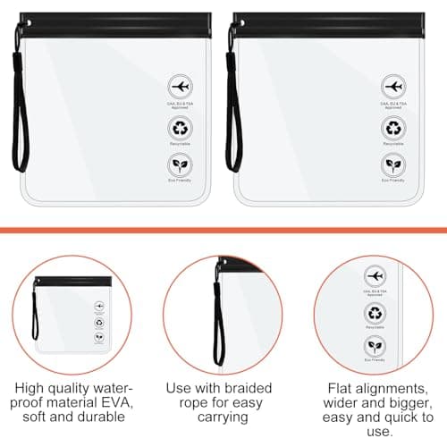 EUZUXU 5pcs Clear Travel Toiletry Bags, 20x20cm Airport Security Liquids Bags, Leakproof Makeup Bag Travel Accessories, Unisex-Adult, Clear — view 3