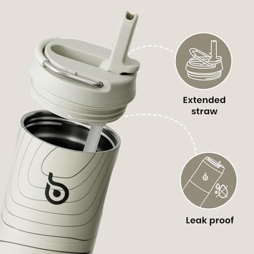 Bottle Bottle Stainless Steel Water Bottle 700ml with Straw and Lid Sports Insulated Metal Water Bottles with Handle(Peak Grey) — view 3