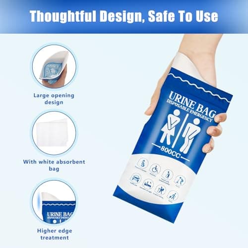 16 Pcs Urine Bags, 800ml Travel Potty, Unisex Urinal Bag, Portable Toilet — view 4