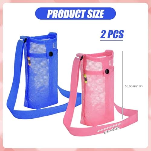 InteDesign 2 PCS Mesh Water Bottle Carrier with Shoulder Strap, Water Bottle Holder,Insulated Cup Holder Bag with Adjustable Strap Sling Sports Bottles Bag for Hiking, Walking, Camping, Travel — view 2