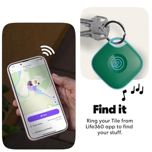 Life360 Tile - Bluetooth Tracker, Keys Finder and Item Locator for Keys, Bags and More. Phone Finder. Both iOS and Android Compatible. 1-Pack (Green Surf) — view 4