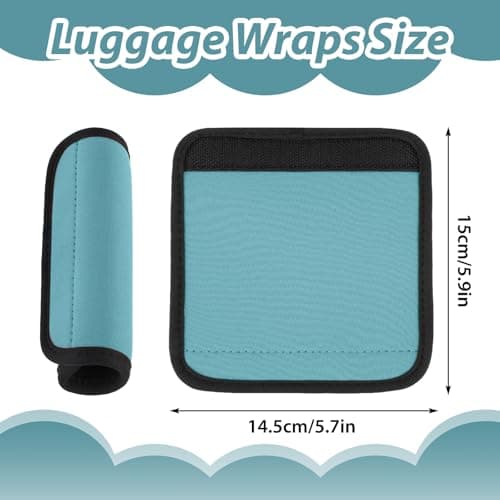 2 Pack Luggage Handle Wraps for Suitcase Bright Color Luggage Handle Covers Suitcase Tags identifiers Travel Accessories for Airplane/Flying (Sky Blue) — view 2