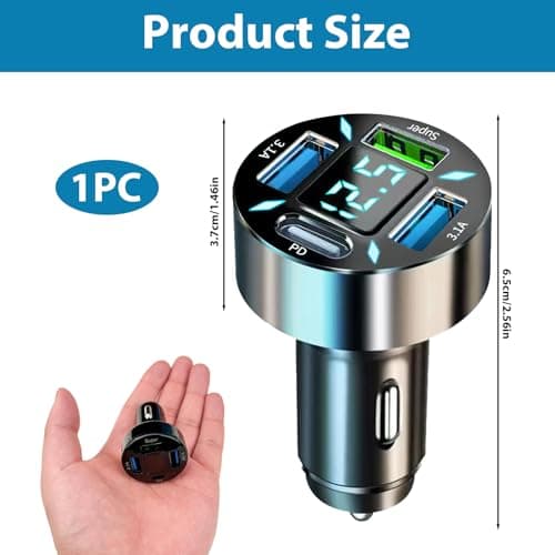 USB C Car Charger Adapter, 66W 4Port Multi PD/QC Fast Charging Cigarette — view 2
