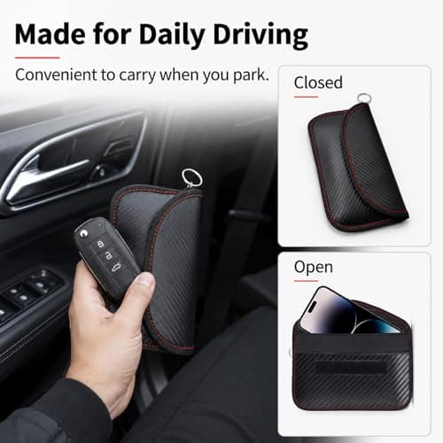 QIHAWN Signal Blocker Pouch 6.9", Carbon Fiber RFID Shield for Phones Keys — view 4