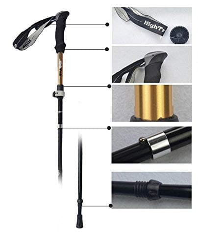 Nordic Walking Trekking Poles 7075 Carbon Fiber Material Storage Length 38cm Weight 250g, New Lock System, Suitable For Hiking, Walking, Gold — view 2