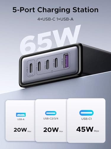 UGREEN 65W 5-Port USB C GaN Charger Station — view 2