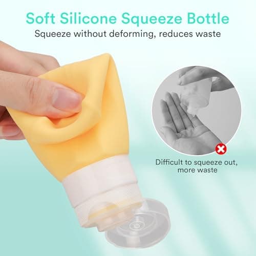 Alyvisun Travel Bottles for Toiletries 100ml, 5 Pack Silicone Refillable Travel Containers, Squeezable Toiletry Bottles with Storage Bag, for Shampoo, Lotion, Soap — view 5