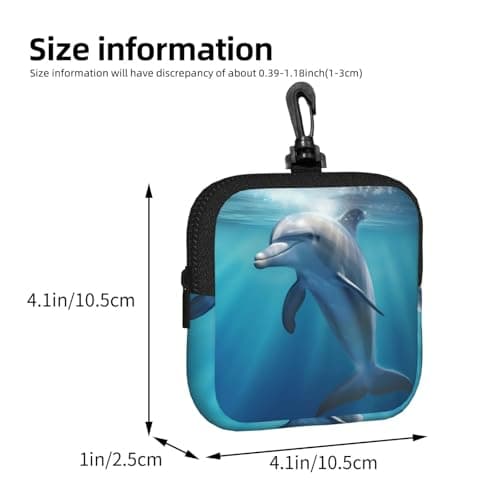 Mini Pouch with Carabiner, Neoprene Travel Makeup Bag with Zipper Tool Storage Pouch winter the dolphin Coin Purse Portable Earbud Case Waterproof Card Holder Wallet for Women Men — view 3