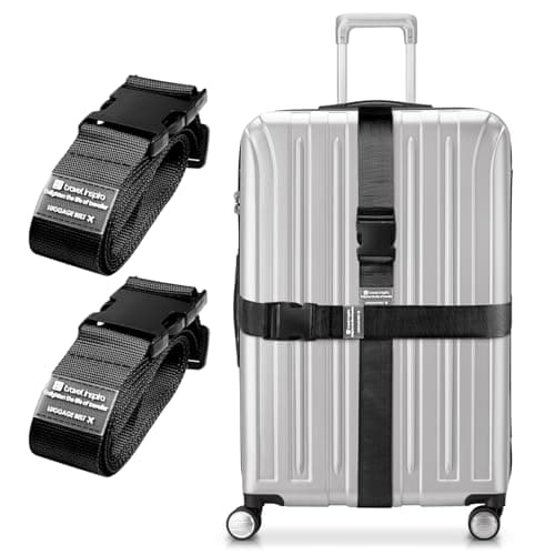 travel inspira Luggage Strap 2 Packs, Travel Suitcase Straps (Black)