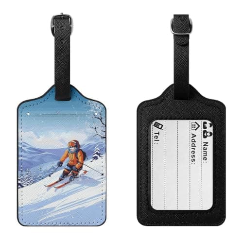 Winter Skiing Luggage Tags with Id Card & Adjustable Strap