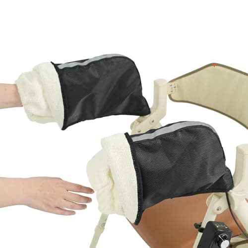 Walker Gloves - Fleece Lined Thermal Mittens, Waterproof Hand Warmers Reflective Mobility Aid Accessory | Winter Protection Gear for Wheelchair Rollator Bike Outdoor Use