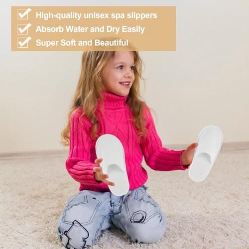 EBIEFLY 6 Pairs of Spa Slippers for Kids Hotel Slipper Disposable Outdoor Travel House Boys Girls Slippers Non-slip Soles for Children 6-10 Years Old — view 4