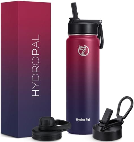 HydroPal Vacuum Insulated 750ml Stainless Steel Water Bottle with Dual Lids