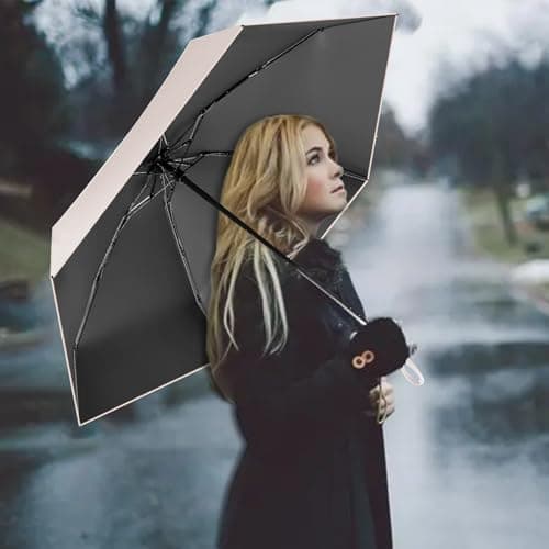 Sykerout Compact Travel Umbrella - Lightweight, Windproof, UV Protection, with Capsule Case, Perfect for Women's Handbags (Beige) — view 5