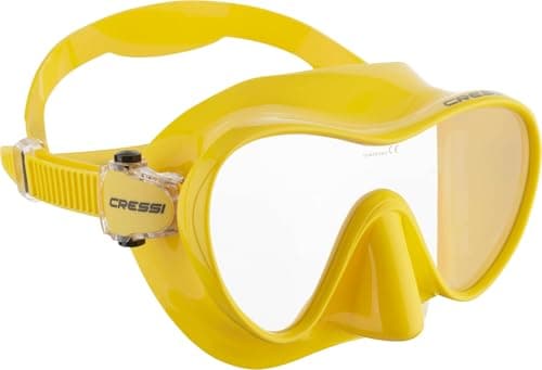 Cressi F1 Frameless Diving Mask - Anti-Fog Tempered Glass Snorkel Mask - Silicone Skirt for Secure Scuba Fit - Adjustable Buckles for Diving & Snorkelling - Yellow - One Size — view 2