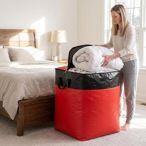 Extra Large Heavy-duty Moving & Storage Bags With Handles - Reusable, Foldable Comforter & Garment Carrier For Easy Transportation And Organization Orange 140L (20 × 16 × 28 in) — view 5