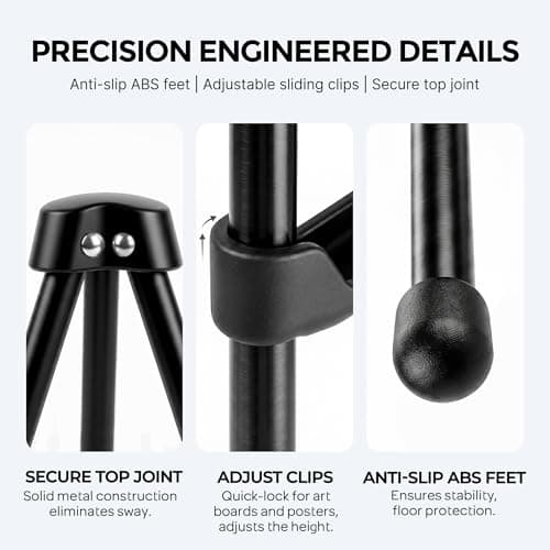 Nicpro Art Folding Easels for Display, 6 Pack 63 Inches Metal Floor Easel Stand Bulk Tripod Black Collapsible for Sign Artist Poster Wedding | with Carry Bag — view 5