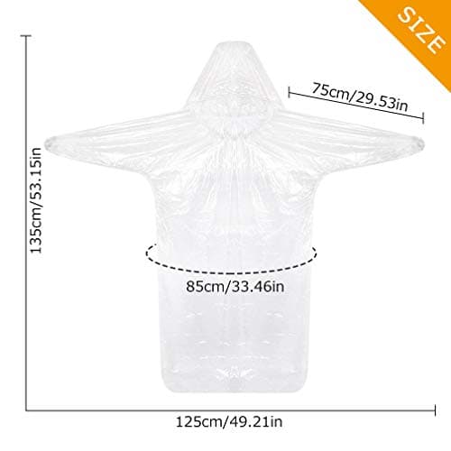 ALBOYI 10 Pack Disposable Rain Ponchos, Waterproof Rain Poncho for Women & Men, Adult Emergency Raincoats with Drawstring Hood and Elasticated Wrists, Rain Coats for Outdoor Activities, Fishing — view 3