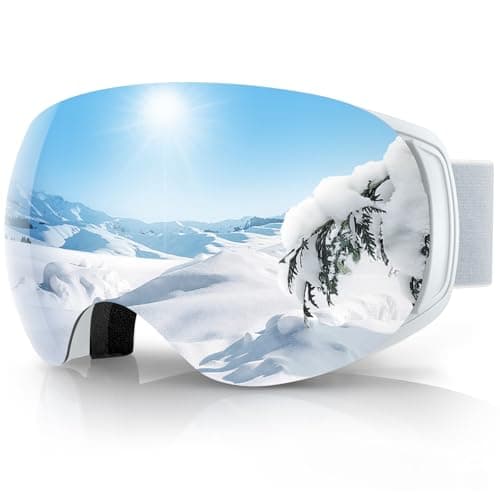 Findway Ski Goggles,Snowboard Goggles for Men Womens Ladies Over Glasses OTG, Magnetic Interchangeable Spherical Lens,Anti-fog 100% UV Protection, Anti-glare Goggles for Skiing Snowboarding