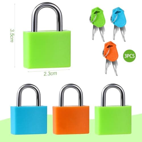 Suitcase Locks With Keys - Small Luggage Lock Padlocks for Suitcases, Gym Locker, Bag, Rucksack, School - Metal Color — view 2