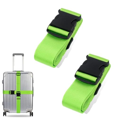 Luggage Suitcase Straps Set Adjustable Travel Packing Straps with Quick Release Buckle for Travel Bag Suitcase (Green,2)