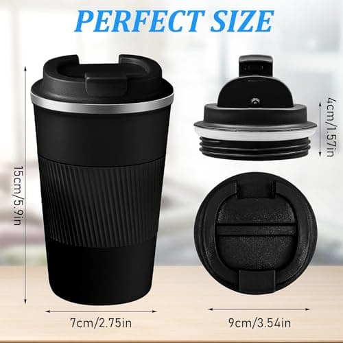 ASMIZ 4 Pack Travel Coffee Cups, 380ml Reusable Stainless Steel Travel Mugs Bulk, Thermal Insulated Vacuum Double Wall Coffee Tumbler for Hot Coffee Tea and Cold Drinks — view 2