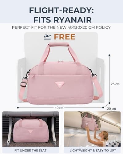 Micmores for Ryanair Cabin Bags 40x30x20 Underseat, Water Resistant Nylon Travel Bag for Women Men, Carry on Bag with Wet Dry Pocket, Durable Weekend Overnight Bag 20L (Black) — view 2
