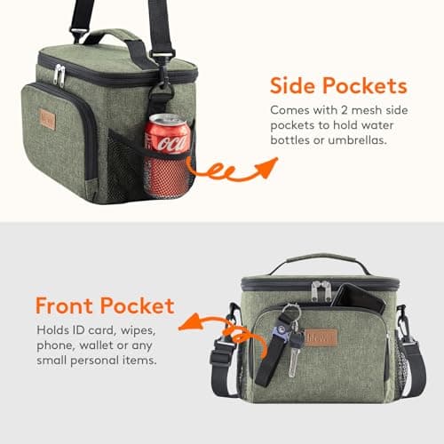 Lifewit 9L Insulated Lunch Bag for Men, Cool Bag for Lunch Box, Dark Green — view 5