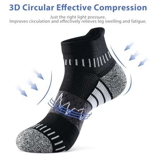 IRAMY Light Compression Socks for Women Arch Support Athletic Cushioned Anti-Blister Comfort Running Ankle Socks 5 Pairs — view 4