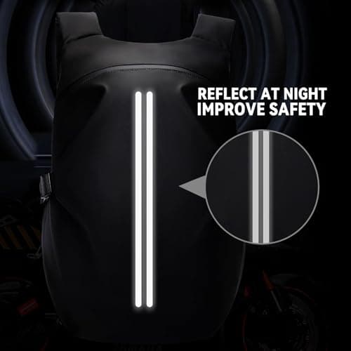 HYC00 Motorcycle Backpacks for Men Women Waterproof Motorbike Helmet Backpack, Reflective Motorbike Helmet Rucksack Bag, Motorcycle Accessories, Cycling Travel Backpacks School Bags, G-Black Small — view 5