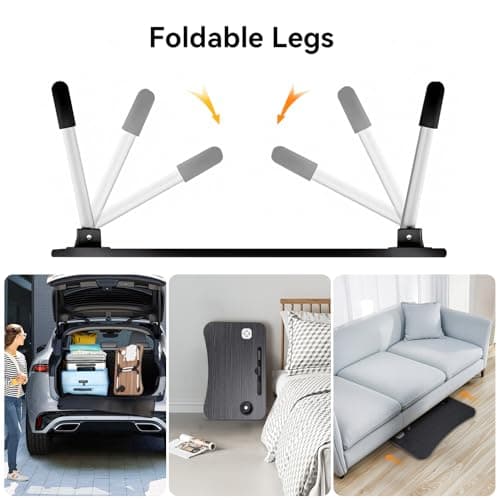 Foldable Laptop Table with USB Ports, Drawer, Cup Holder&Tablet Slot, Black — view 5