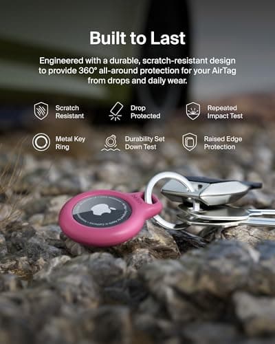Belkin AirTag Case with Key Ring (Secure Holder Protective Cover for Air Tag with Scratch Resistance Accessory) – Pink — view 5