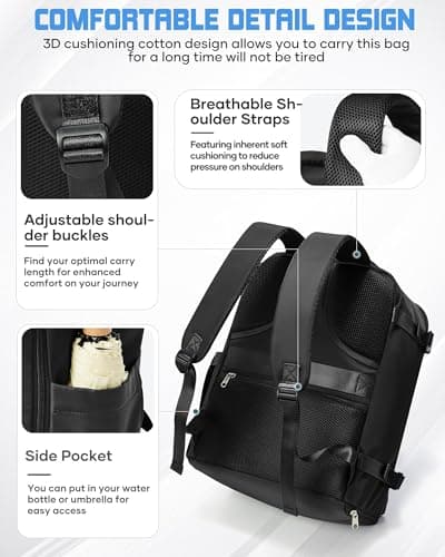 suradar Ryanair Cabin Bags 40x30x20 Underseat Travel Backpack WizzAir Black — view 5