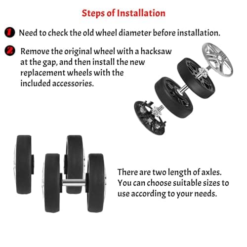 4Pcs Suitcase Replacement Wheels, 49mm x 14.5mm Double Luggage Wheels Rubber Swivel Caster for Trolley Roller Bearings Repair Kits — view 6