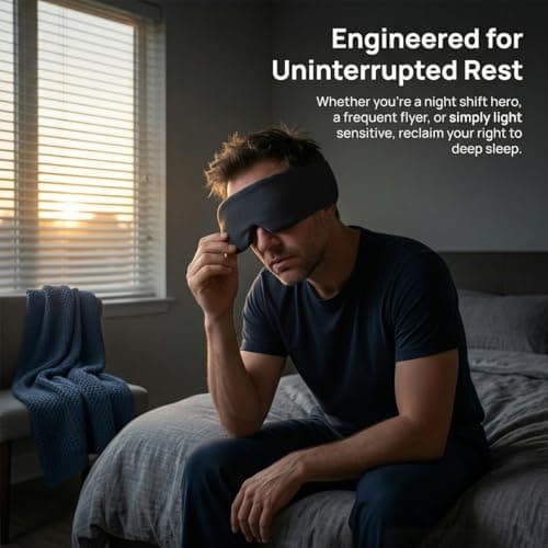 Uitee Eye Mask Blackout Cotton Blend Black Blindfold for Sleeping Travel — view 4