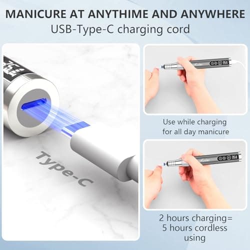 Kredioo Portable Cordless Nail Drill Machine 35000RPM with Storage Case — view 6