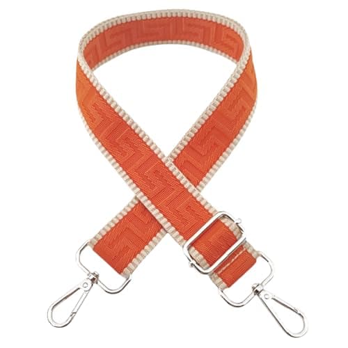 Shoulder Strap for Bag Adjustable Bag Straps Wide 3.8 cm with Silver Buckle, Handbags Straps Replacement for Women Crossbody Accessory, Khaki/Orange, K34 — view 2