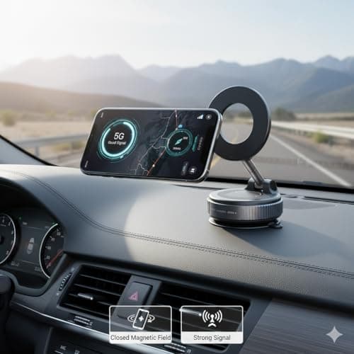 GrippyGo Upgraded Universal Car Phone Mount 360° Rotating Dashboard and Windscreen Mount Magnetic Vacuum Suction Compatible with Samsung Google Pixel iPhone 17 16 15 14 13 12 Pro/Pro Max — view 2