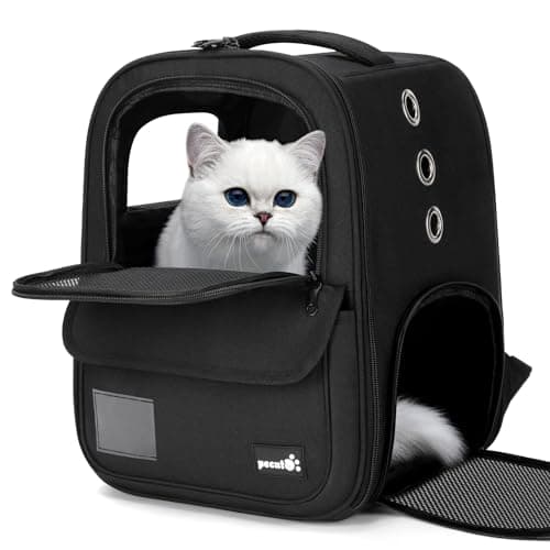 Pecute Cat Backpack, Breathable Pet Carrier With Scientific Zoning, Black