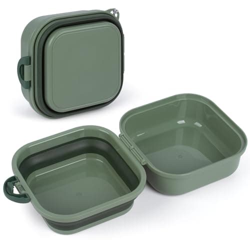 Collapsible Dog Bowl 2-in-1, Portable Travel Food & Water Feeder with Removable Divider, Foldable Silicone Design with Carry Sling Rope for Walks, Camping and Hiking - Large