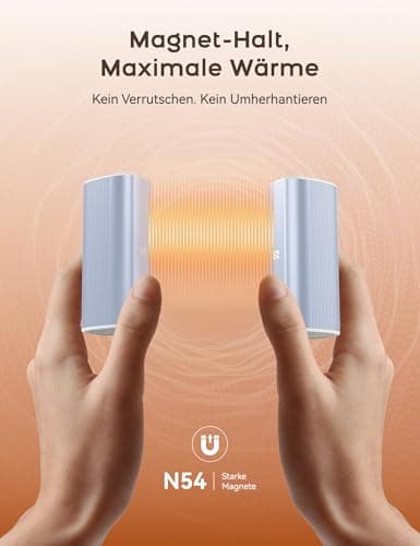 RORRY Hand Warmers Rechargeable 2 Pack, 10000mAh 360° Heating Magnetic Electric Hand Warmer, 24Hrs Warmth Portable Reusable Pocket Heater for Golf Camping Hunting Gifts for Men Women, Blue — view 6