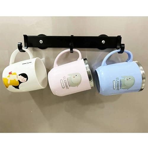 AUXPhome Magnetic Mug Rack Coffee Cup Holder Display Hanging Cups Drying Hook,3 Adjustable Hook Rail, Space Saver Organizer for Refrigerator,for Coffee Mugs, Tea Cups,Towel,Bag,Glove,etc — view 4