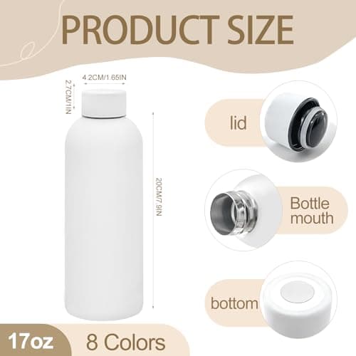 16 Pack Stainless Steel Insulated Water Bottle 17oz Blank Double Wall Vacuum Thermal Sports Bottle Personalized Metal Water Bottles Bulk for Travel Team Gift, Office — view 2