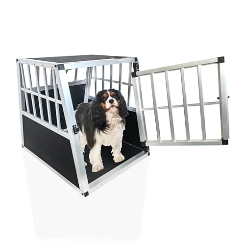 Cozy Pet Aluminium Car Dog Crate – 17 Sizes – Angled Car Boot Travel Cage – Lightweight Metal Dog Carrier - W 54 x D 69 x H 60cm ACDC11