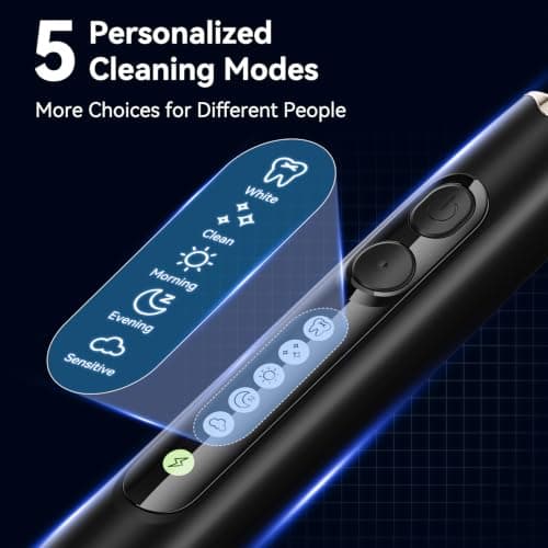 Seago Rotating Electric Toothbrush for Adults with Travel Case, 8 Brush Heads, 5 Modes with Whitening, USB-C Rechargeable with Timer, 30-Day Battery (Black) — view 6