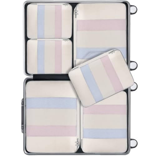 BAGAIL 6 Set Packing Cubes Various Sizes Packing Organizer for Travel Accessories Luggage Carry On Suitcase - Beige — view 2